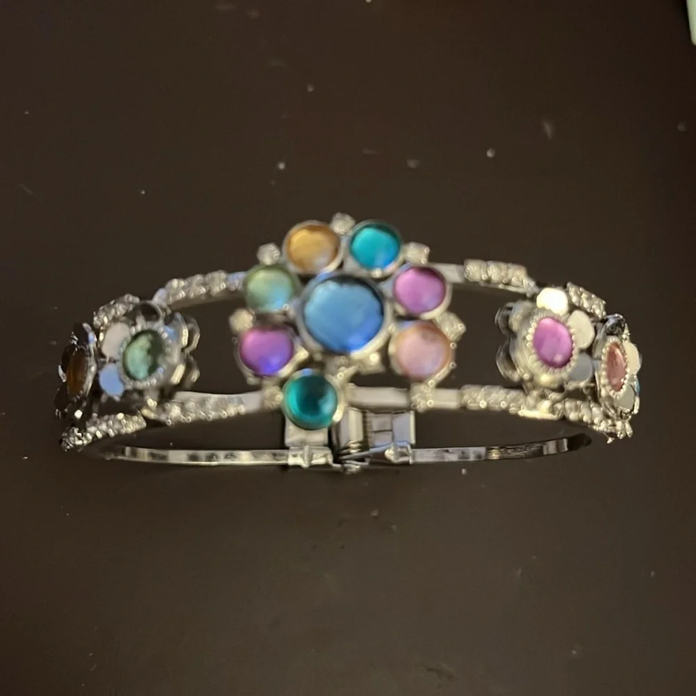 Silver Women’s Bracelet with Pastel Jewels